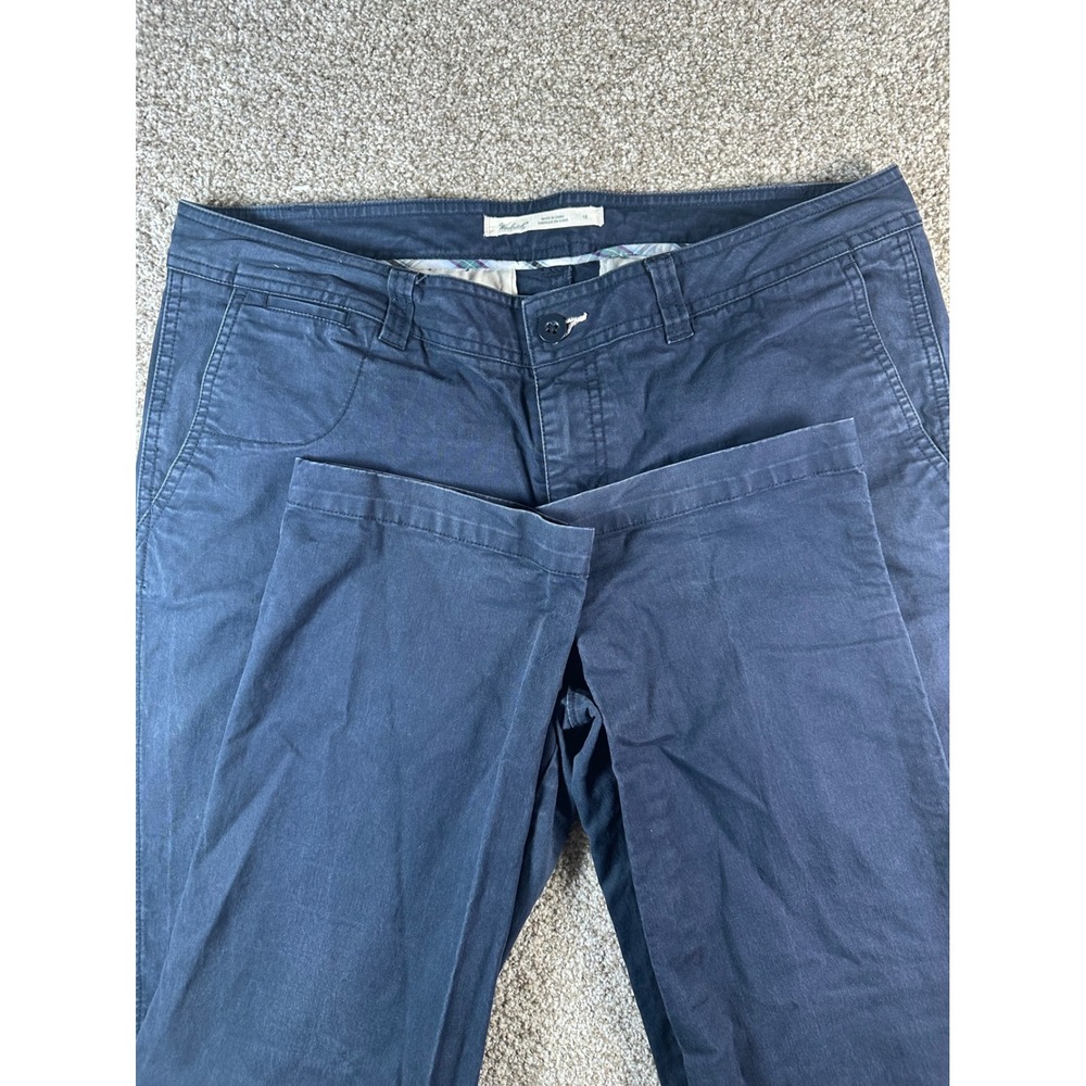 Woolrich Womens Navy Blue Straight Leg Chino Pants Size 12 Cotton Twill Trousers